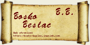 Boško Beslać vizit kartica